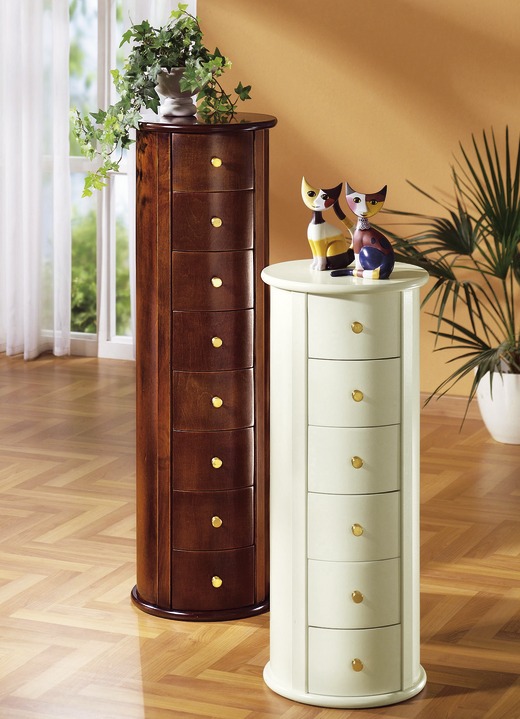 Kleine meubels - Gedeeltelijk massieve ladekast in kolomvorm, in Farbe BEIGE, in Ausführung 6 schuiflades