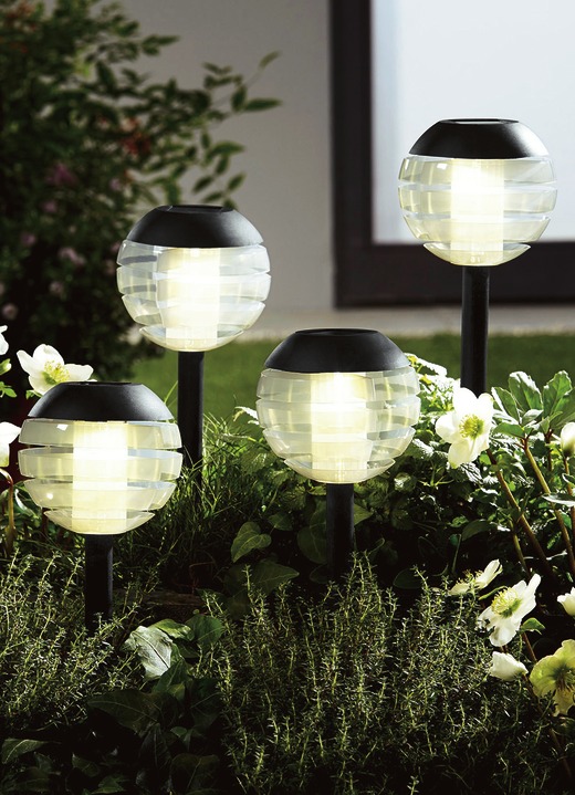 Tuinverlichting - Solarlamp met Softone LED, set van 4, in Farbe ZWART Ansicht 1