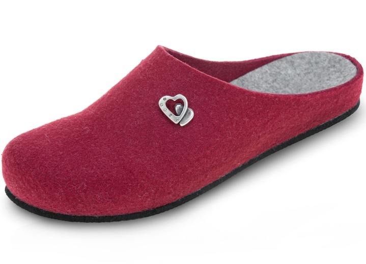 Huisschoenen - Slippers met metalen versieringen, in Größe 036 bis 042, in Farbe ROOD Ansicht 1