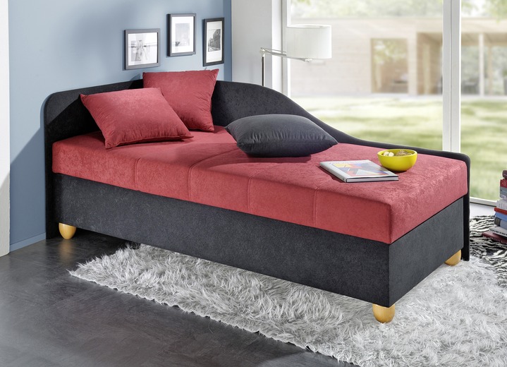 Slaap sofa`s - Comfortabel studioligbed op massief houten poten, in Farbe ZWART-ROOD, in Ausführung ohne Kissen Ansicht 1