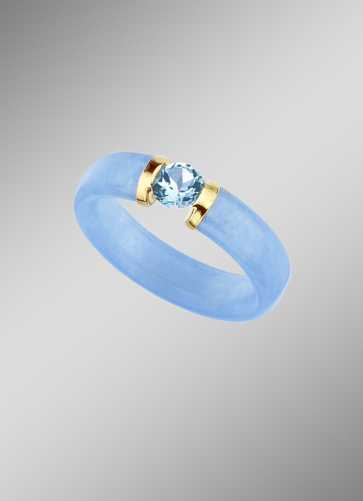 Ringen - Damesring van blauwe jade en blauwe topaas, in Farbe  Ansicht 1