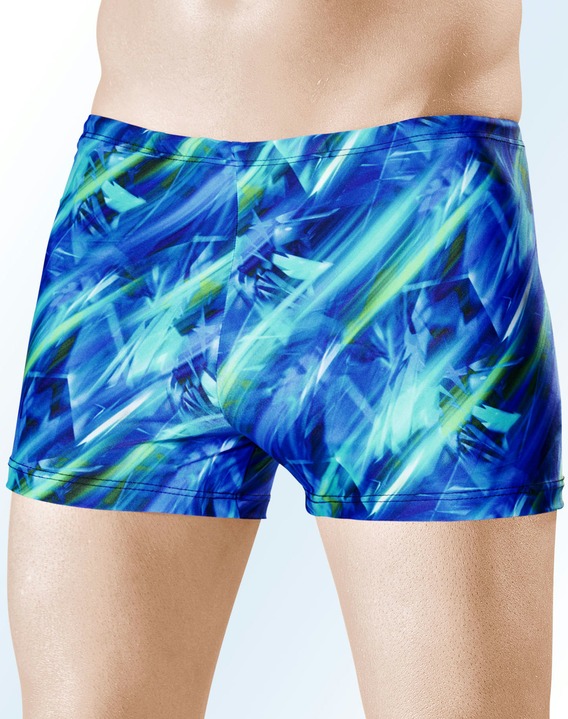 Zwembroek - Schwab zwembroek in hogere boxershort-vorm met all-over dessin, in Größe 005 bis 013, in Farbe KONINGSBLAUW-MEERKLEURIG