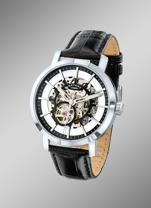 Mechanische horloges / automatische horloges - Klassiek automatisch herenhorloge met zichtbaar uurwerk, in Farbe ZILVER Ansicht 1