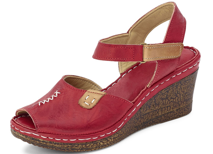 Sandalen & slippers - Gemini sandaal van gekleurd rundnappaleer, in Größe 036 bis 041, in Farbe ROOD-COGNAC Ansicht 1