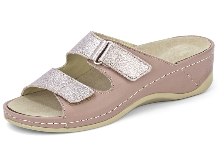 Sandalen & slippers - Mubb muiltjes met leren memory voetbed, in Größe 036 bis 042, in Farbe MAUVE-OUDROZE Ansicht 1