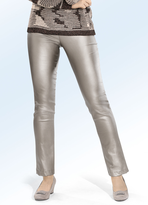 Broeken - Broek met elegant glinsterend glanseffect, in Größe 021 bis 052, in Farbe TAUPE Ansicht 1