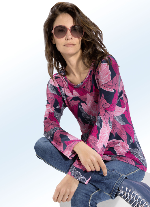 Shirts - Shirt met prachtige strassversiering, in Farbe ROZE-MARINE-MEERKLEURIG