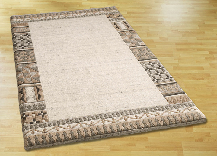 Modern - Handgemaakte tapijten, vloerkleden en slaapkamermatten, in Größe 103 (vloerkleed, 60 x 90 cm) bis 325 (slaapkamermat, 3-delig), in Farbe NATUUR-BEIGE Ansicht 1