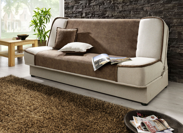 Slaap sofa`s - Slaapbank met bedstee en sierkussens, in Farbe BRUIN-BEIGE