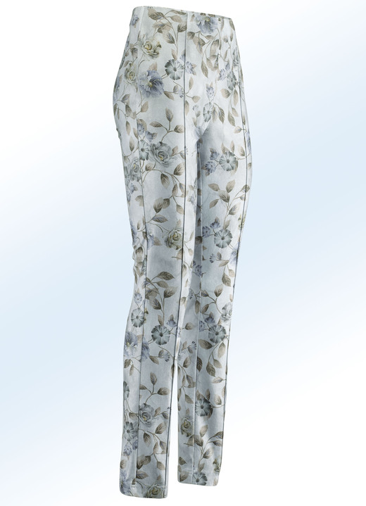 Broeken - Broek met harmonieus bloemendessin, in Größe 017 bis 052, in Farbe BLAUW-ZANDGRIJS Ansicht 1