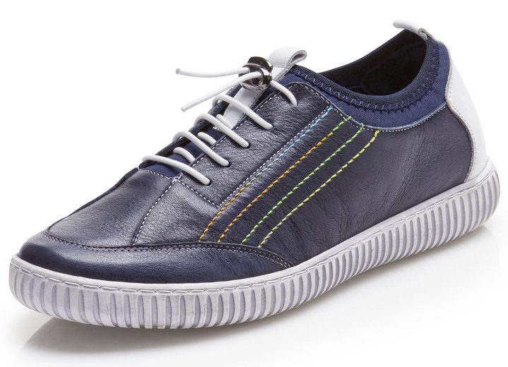 Instappers & veterschoenen - Gemini sneakers met elastisch textielmateriaal, in Größe 037 bis 042, in Farbe MARINE Ansicht 1