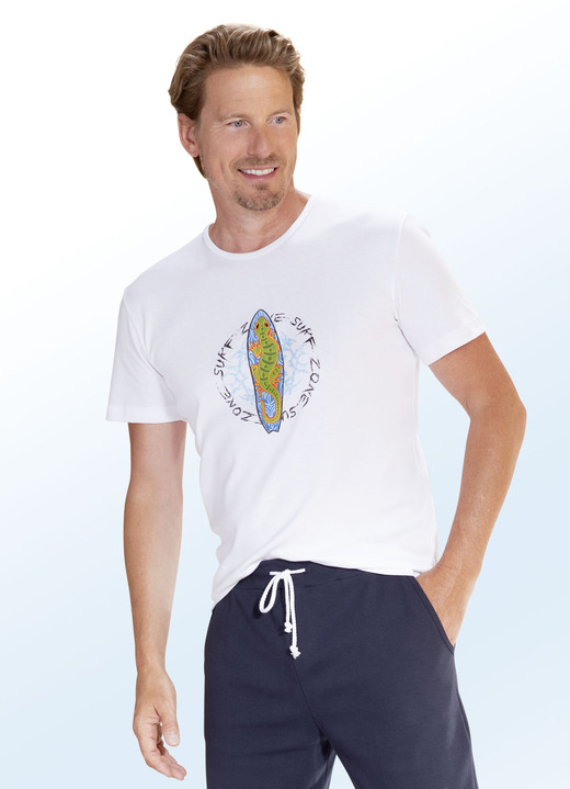 Sport-& vrijetijdsmode - Overhemd met motiefprint, in Größe 048 bis 062, in Farbe WIT Ansicht 1