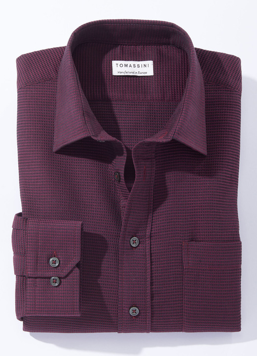 Hemden - Shirt in 4 kleuren met borstzak, in Größe (M 39/40) bis XXL (45/46), in Farbe BORDEAUX Ansicht 1