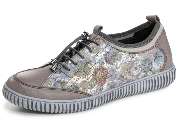 Instappers & veterschoenen - Gemini sneakers gemaakt van deels gebloemd rundleer, in Größe 036 bis 041, in Farbe TAUPE-MULTICOLOR Ansicht 1