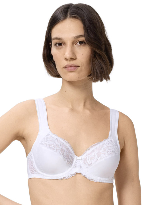 Beugel-BH - Triumph Modern Lace+Cotton beugelbh met elastische kant, in Größe 075 bis 105, in Cup C, in Farbe WIT Ansicht 1