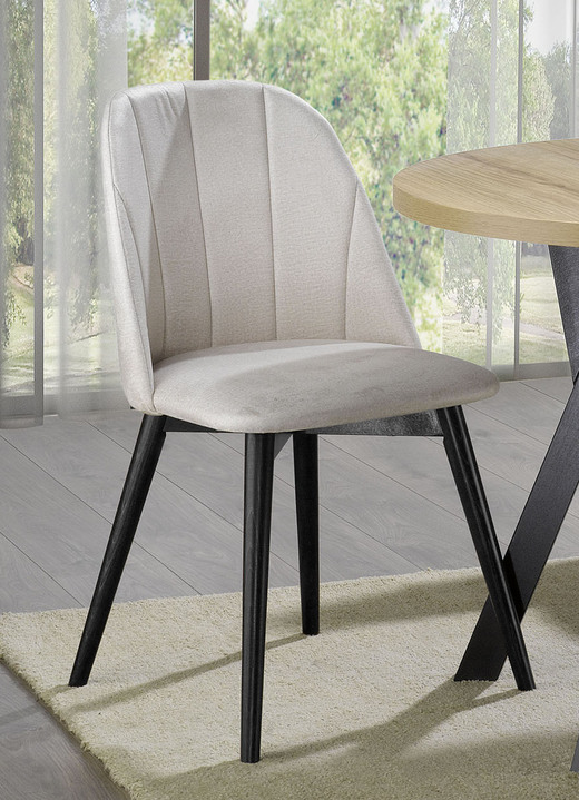 Eettafels - Gusto eetkamermeubel met fluwelen bekleding, in Farbe BEIGE-ZWART, in Ausführung Gusto stoelen, set van 2 Ansicht 1