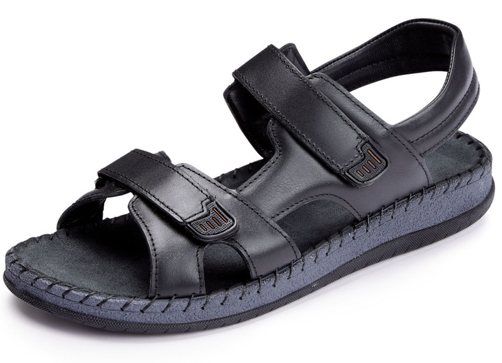 Sandalen & slippers - Gemini sandaal van rundnappaleer, in Größe 040 bis 046, in Farbe ZWART Ansicht 1