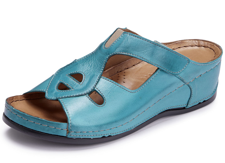 Sandalen & slippers - Gemini muiltjes met decoratieve elastische band, in Größe 036 bis 042, in Farbe TURQUOISE Ansicht 1