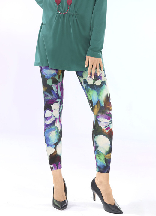 - Legging met briljant gekleurde inkjetprint, in Größe 034 bis 054, in Farbe KONINGSBLAUW-FUCHSIA-GROEN-BONT Ansicht 1