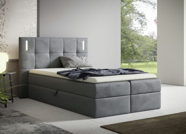 Kinder- & tienermeubels - Boxspring 120 x 200 cm, in Farbe GRIJS Ansicht 1