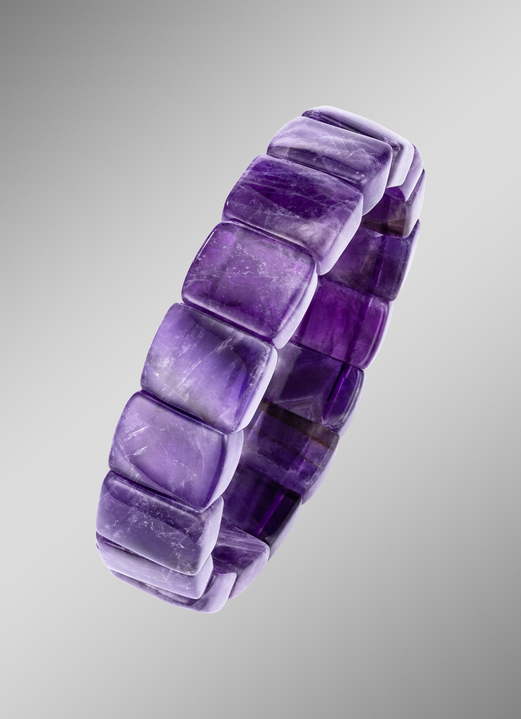 Armbanden - Elastische armband met amethist, in Farbe  Ansicht 1