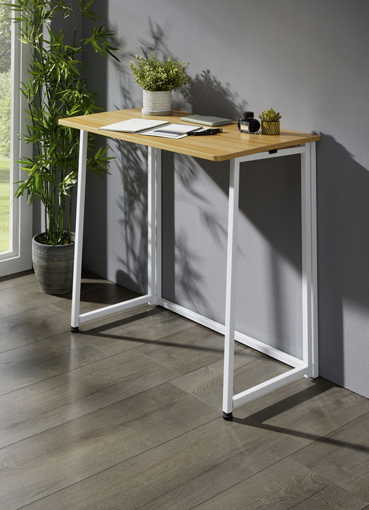 Bureaumeubels - Bureau met metalen frame, in Farbe WIT-BRUIN Ansicht 1