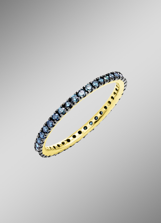 Elegante eeuwigheidsring met blauwe diamanten