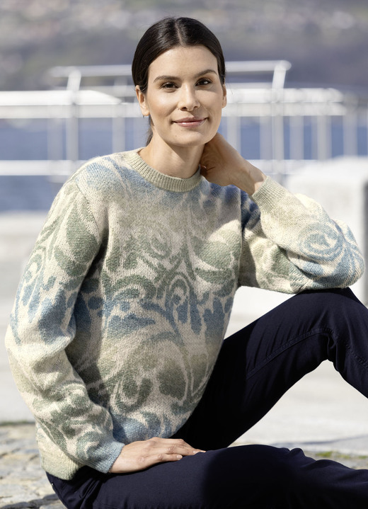 Pullover & breimode - Trui in een elegant kleurverloop, in Größe L(44/46) bis XS (32/34), in Farbe CRÈME-GROEN-LICHTBLAUW Ansicht 1