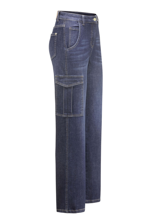 Broek met knoop- en ritssluiting - Cargojeans, in Größe 017 bis 050, in Farbe DONKERBLAUW Ansicht 1