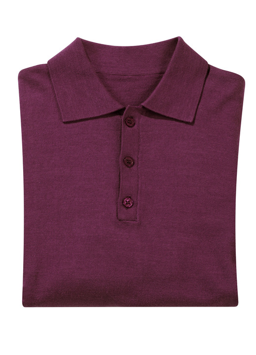 Effen - Polotrui met korte knoopsluiting in 4 kleuren, in Größe (M 48/50) bis XXL (60/62), in Farbe BORDEAUX Ansicht 1