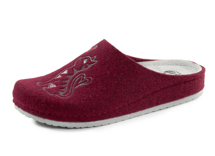 Huisschoenen - Mubb pantoffels met een schattig kattenmotief, in Größe 036 bis 042, in Farbe BORDEAUX Ansicht 1