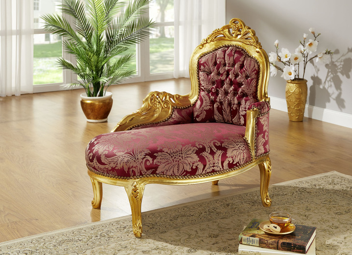 Hoekbankstellen - Chaise longue met massief houten frame, in Farbe ROOD Ansicht 1